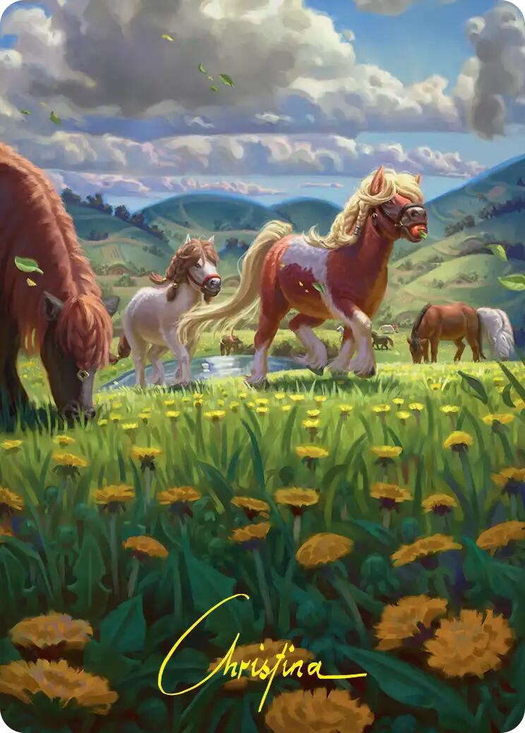 Troop of Ponies Art Card (Gold-Stamped Signature) [The Hobbit Art Series] | Exor Games Bridgewater