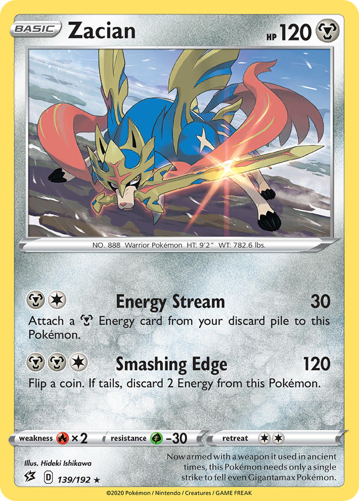 Zacian (139/192) (Cracked Ice Holo) (Theme Deck Exclusives) [Sword & Shield: Rebel Clash] | Exor Games Bridgewater