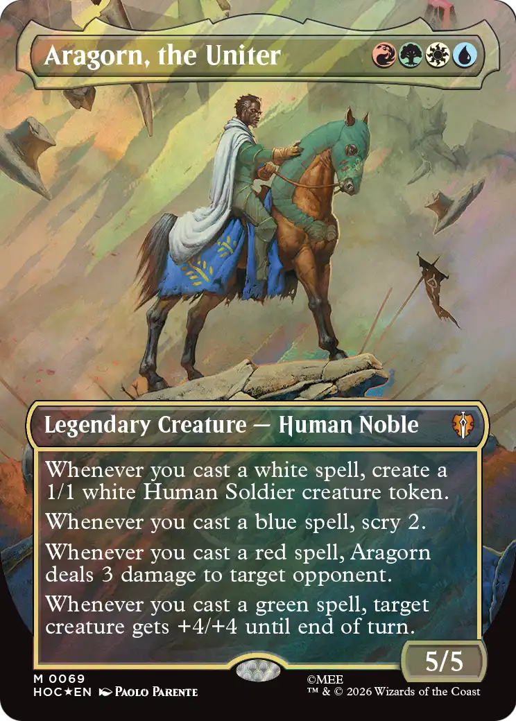 Aragorn, the Uniter (Borderless) (Surge Foil) [The Hobbit: Eternal-Legal] | Exor Games Bridgewater