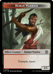 Treasure // Human Warrior Double-Sided Token [Outlaws of Thunder Junction Tokens] | Exor Games Bridgewater