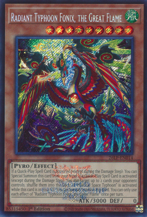 Radiant Typhoon Fonix, the Great Flame (Emblazoned Secret Rare) [26LP-EN014] Secret Rare | Exor Games Bridgewater