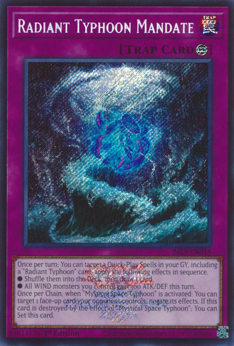 Radiant Typhoon Mandate (Emblazoned Secret Rare) [26LP-EN015] Secret Rare | Exor Games Bridgewater