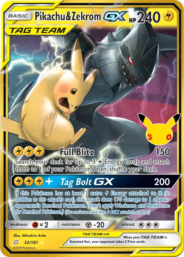 Pikachu & Zekrom GX (33/181) [Mega Evolution: 30th Celebration] | Exor Games Bridgewater