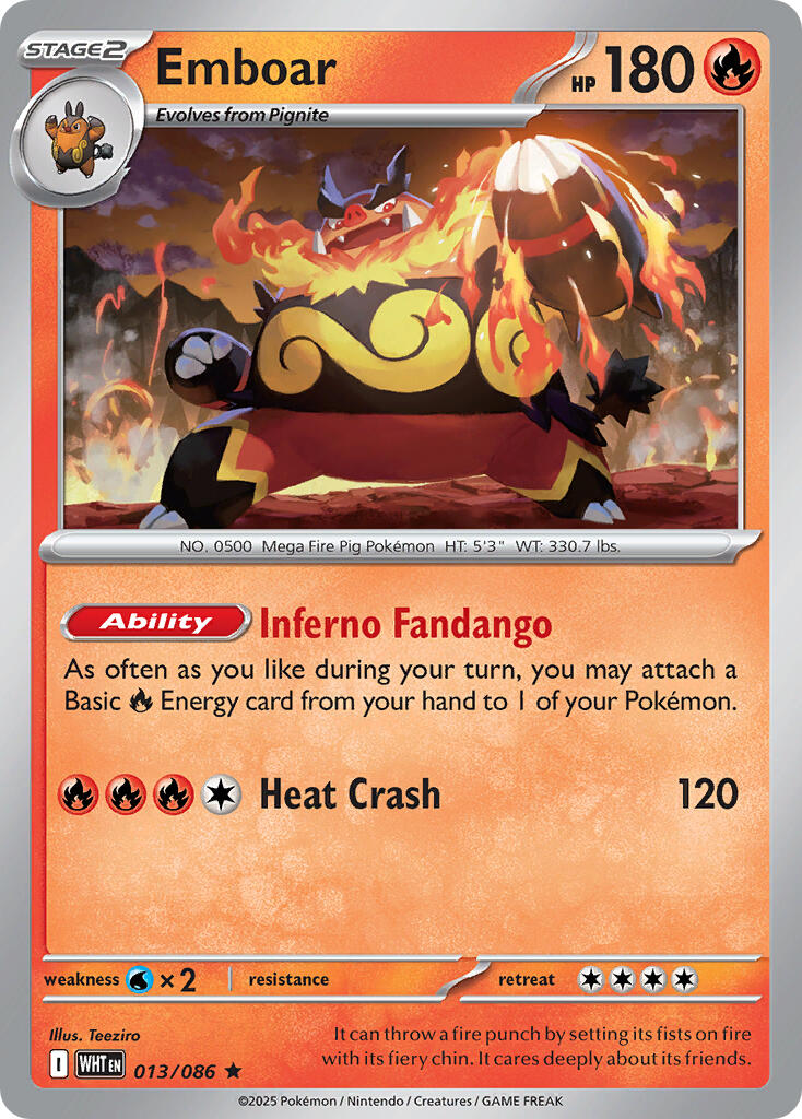 Emboar (013/086) (Deck Exclusive) [Scarlet & Violet: White Flare] | Exor Games Bridgewater