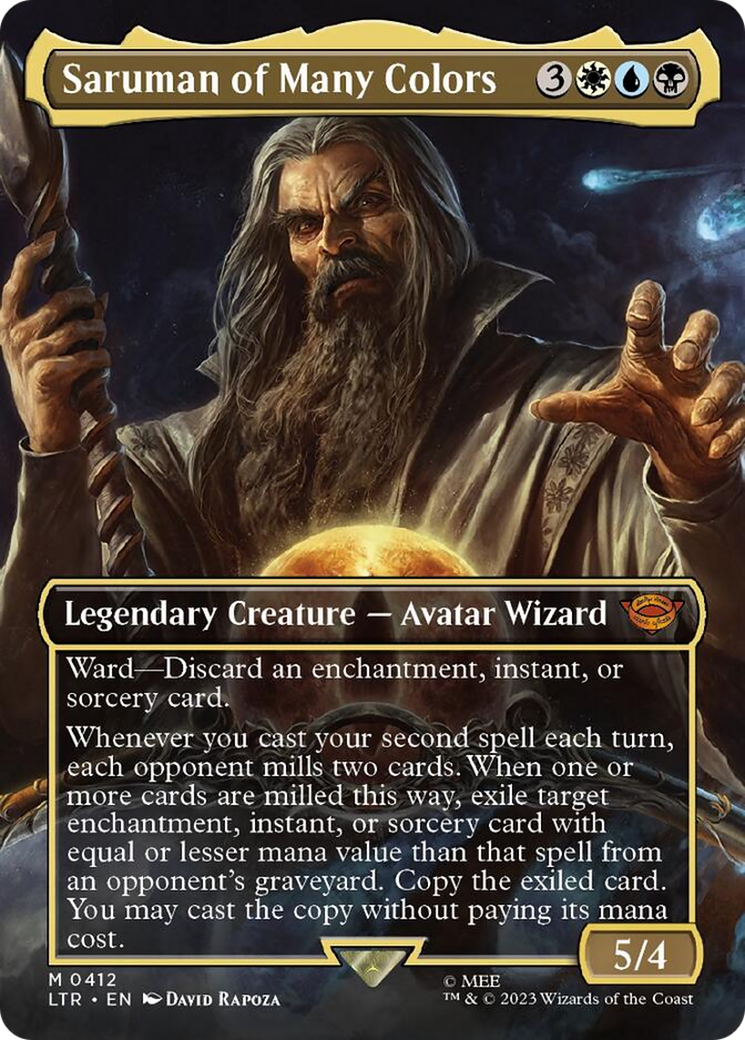 Saruman of Many Colors (Borderless Alternate Art) [The Lord of the Rings: Tales of Middle-Earth] | Exor Games Bridgewater