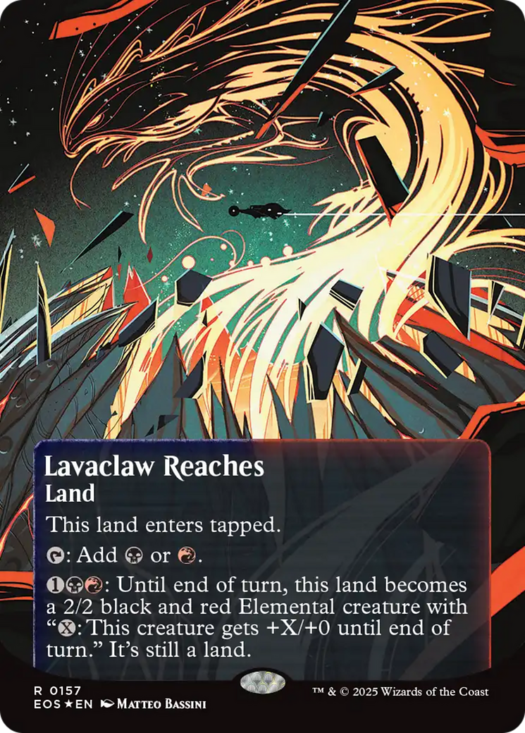 Lavaclaw Reaches (0157) (Borderless) (Galaxy Foil) [Edge of Eternities: Stellar Sights] | Exor Games Bridgewater