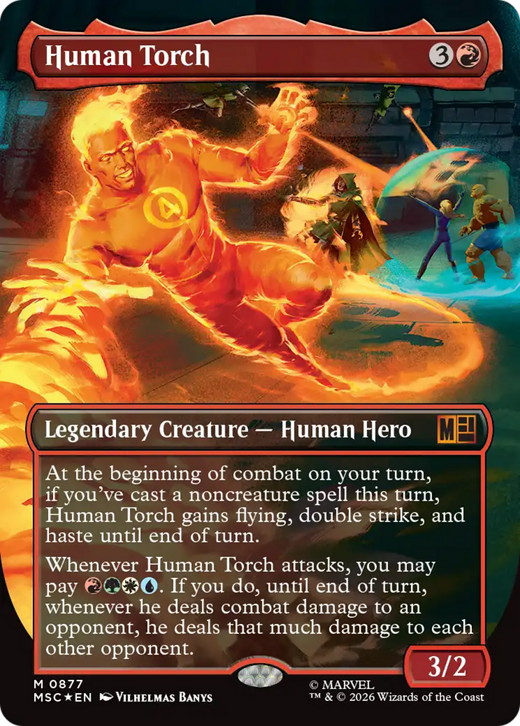 Human Torch (Borderless) (Surge Foil) [Marvel Super Heroes Commander] | Exor Games Bridgewater