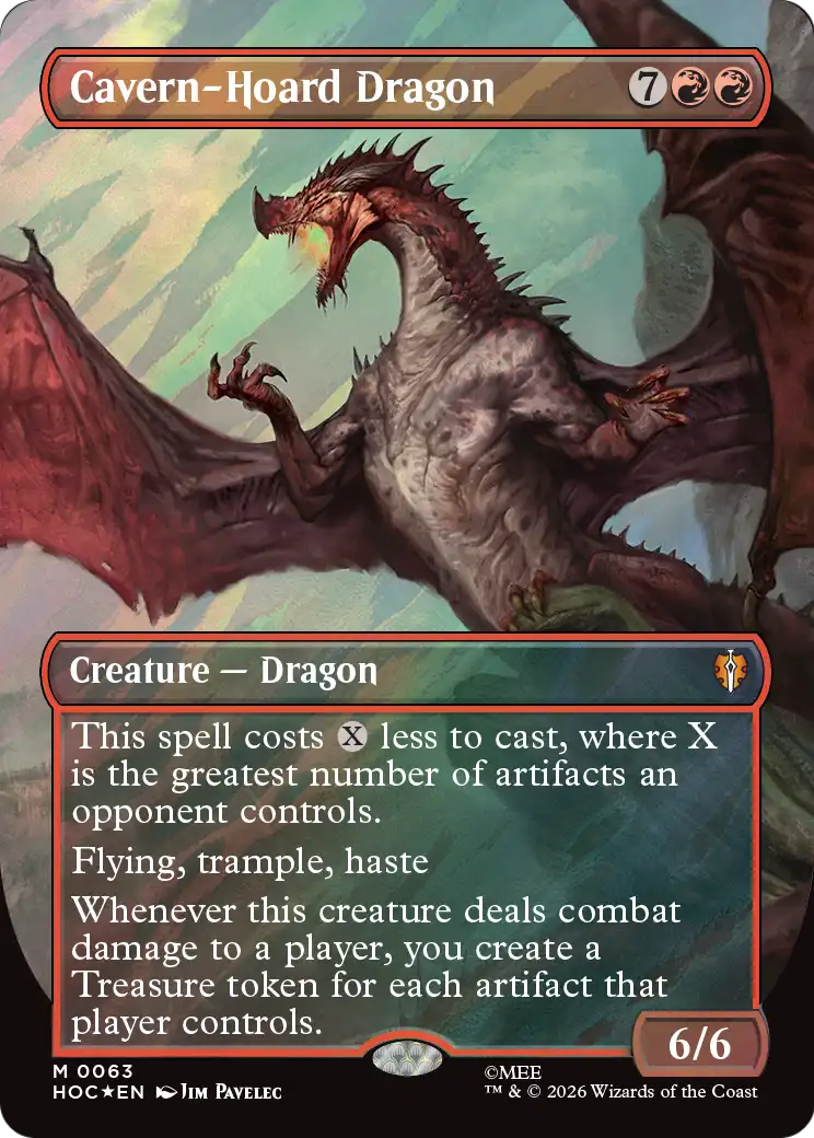 Cavern-Hoard Dragon (Borderless) (Surge Foil) [The Hobbit: Eternal-Legal] | Exor Games Bridgewater