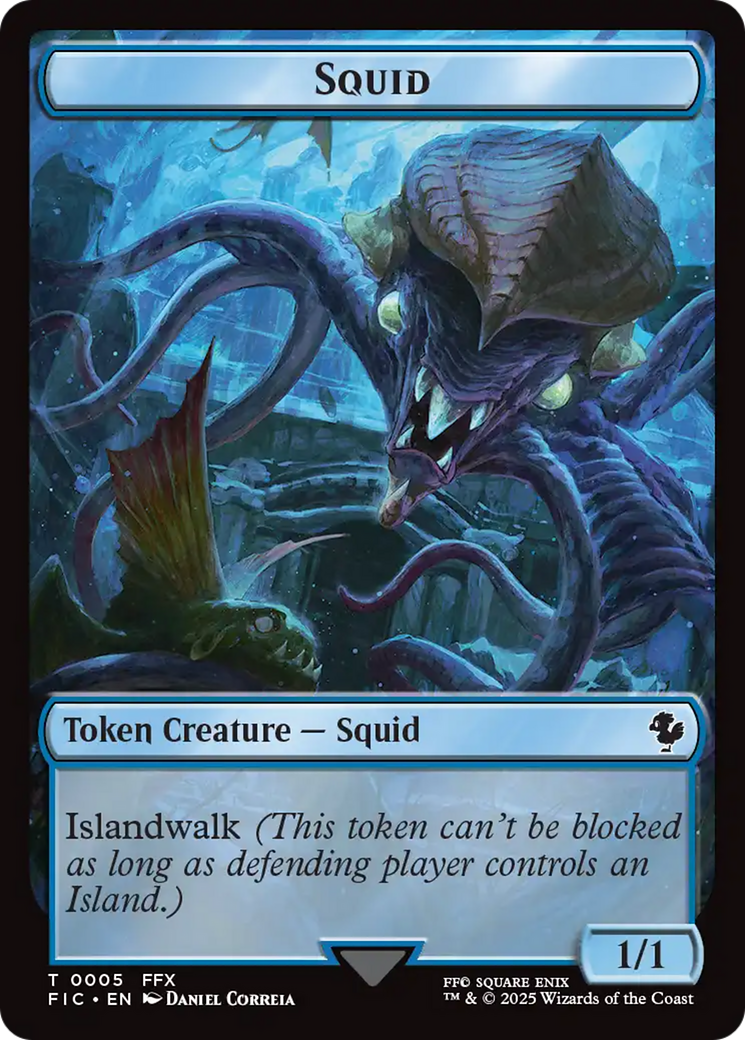 Spirit // Squid Double-Sided Token (Surge Foil) [FINAL FANTASY Commander Tokens] | Exor Games Bridgewater