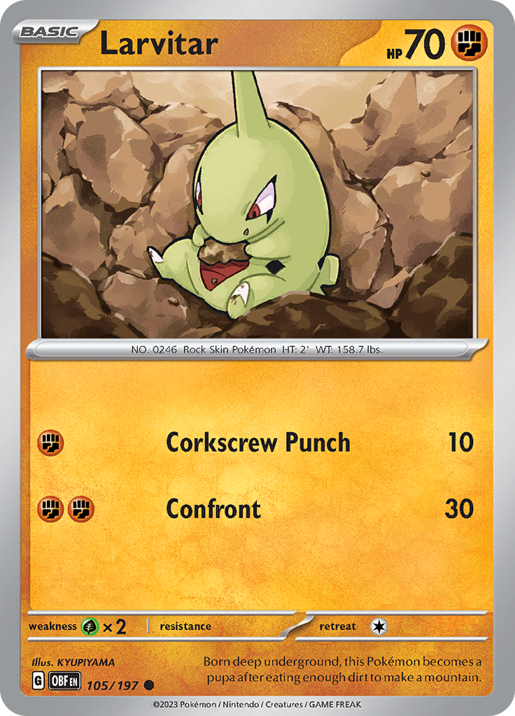 Larvitar (105/197) [Scarlet & Violet: Obsidian Flames] | Exor Games Bridgewater