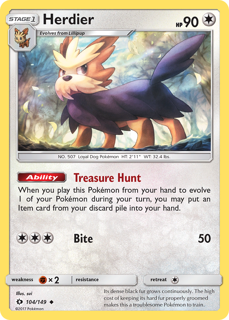 Herdier (104/149) [Sun & Moon: Base Set] | Exor Games Bridgewater