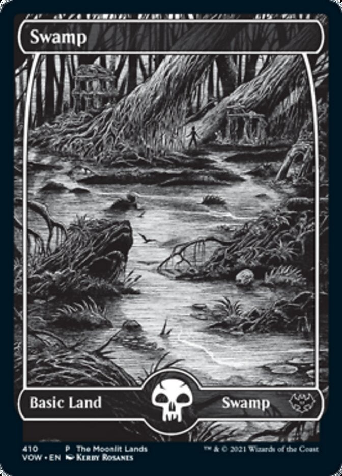 Swamp (The Moonlit Lands) (Foil Etched) [Innistrad: Crimson Vow Promos] | Exor Games Bridgewater