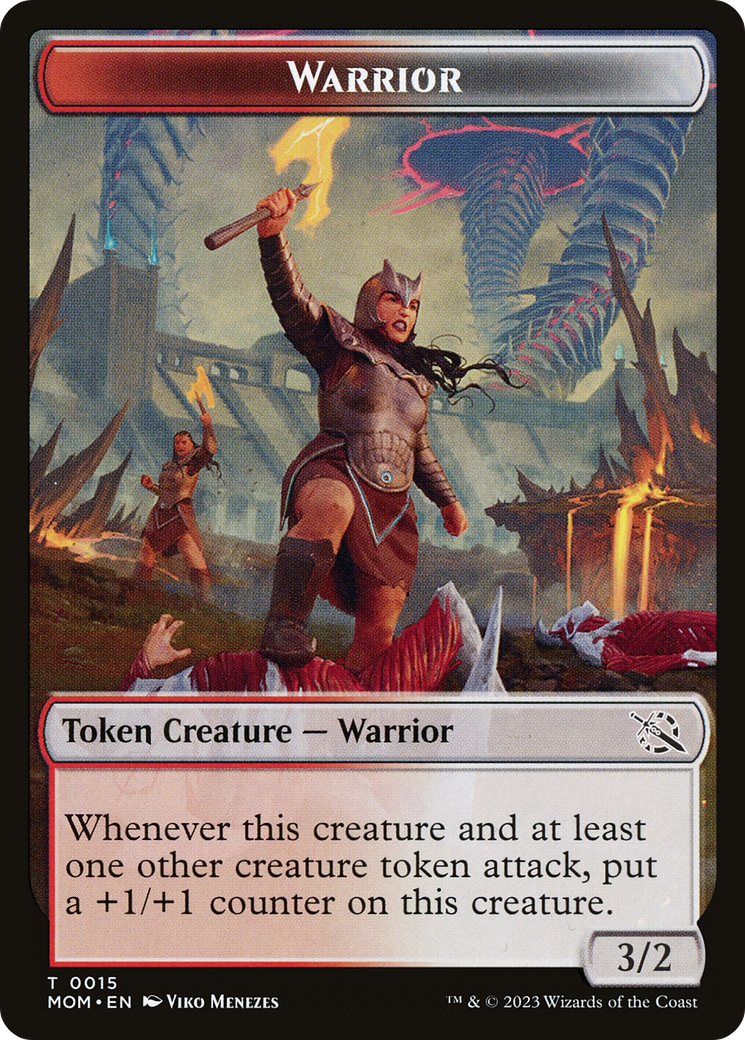 Warrior // Wrenn and Realmbreaker Emblem Double-Sided Token [March of the Machine Tokens] | Exor Games Bridgewater