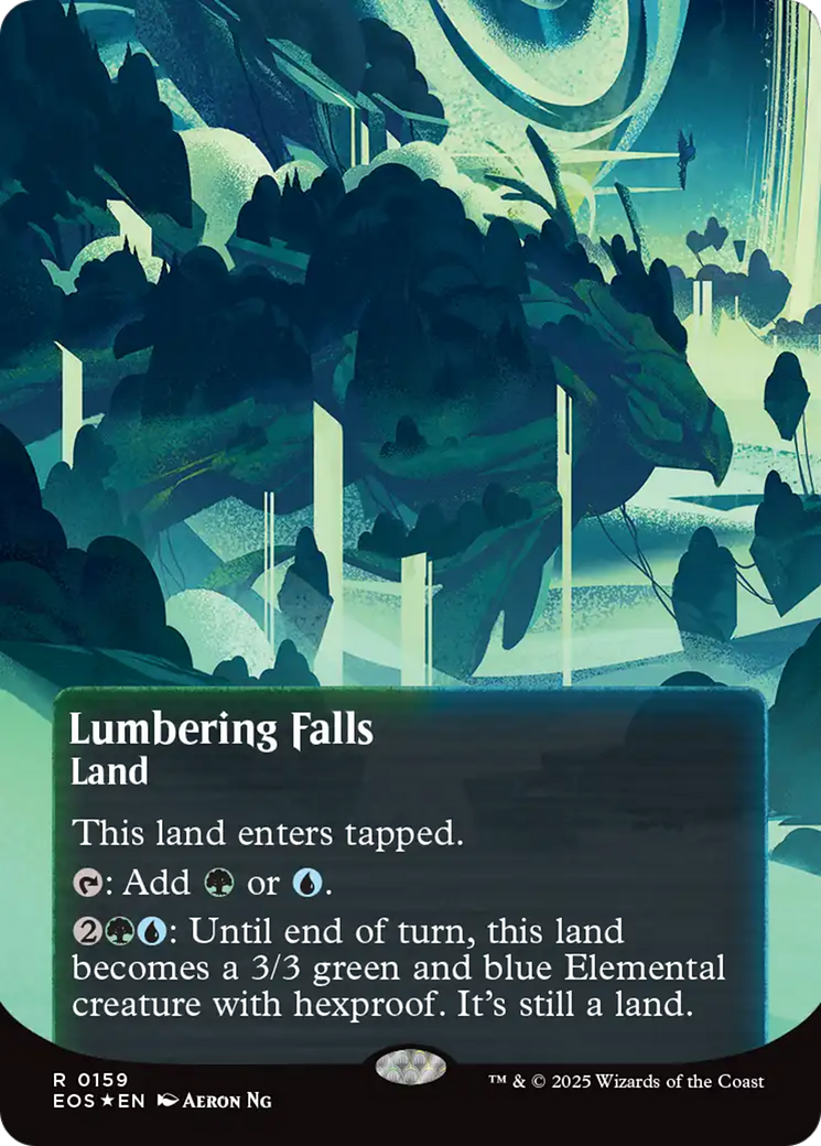 Lumbering Falls (0159) (Borderless) (Galaxy Foil) [Edge of Eternities: Stellar Sights] | Exor Games Bridgewater