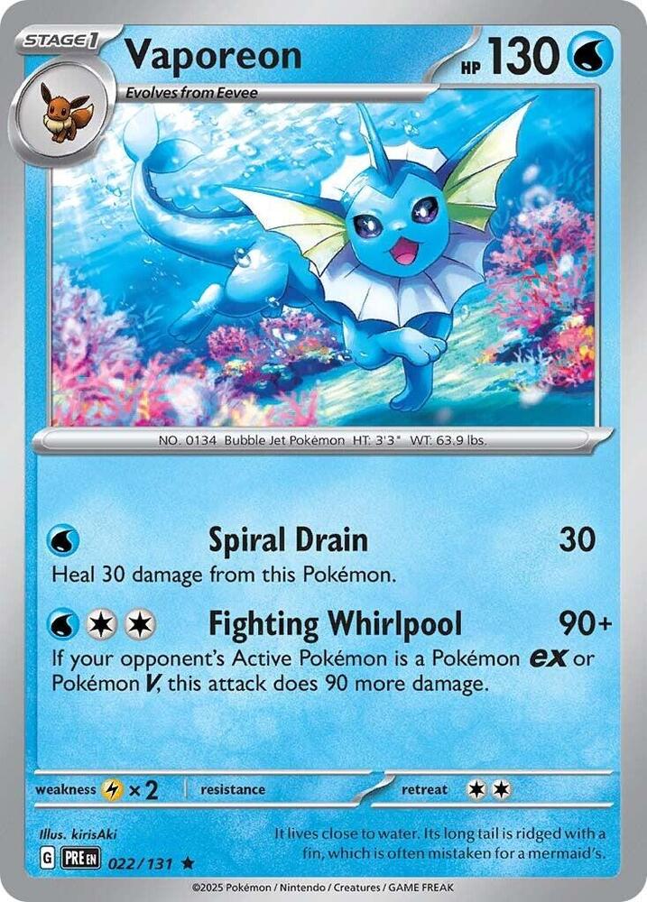 Vaporeon (022/131) [Scarlet & Violet: Prismatic Evolutions] | Exor Games Bridgewater