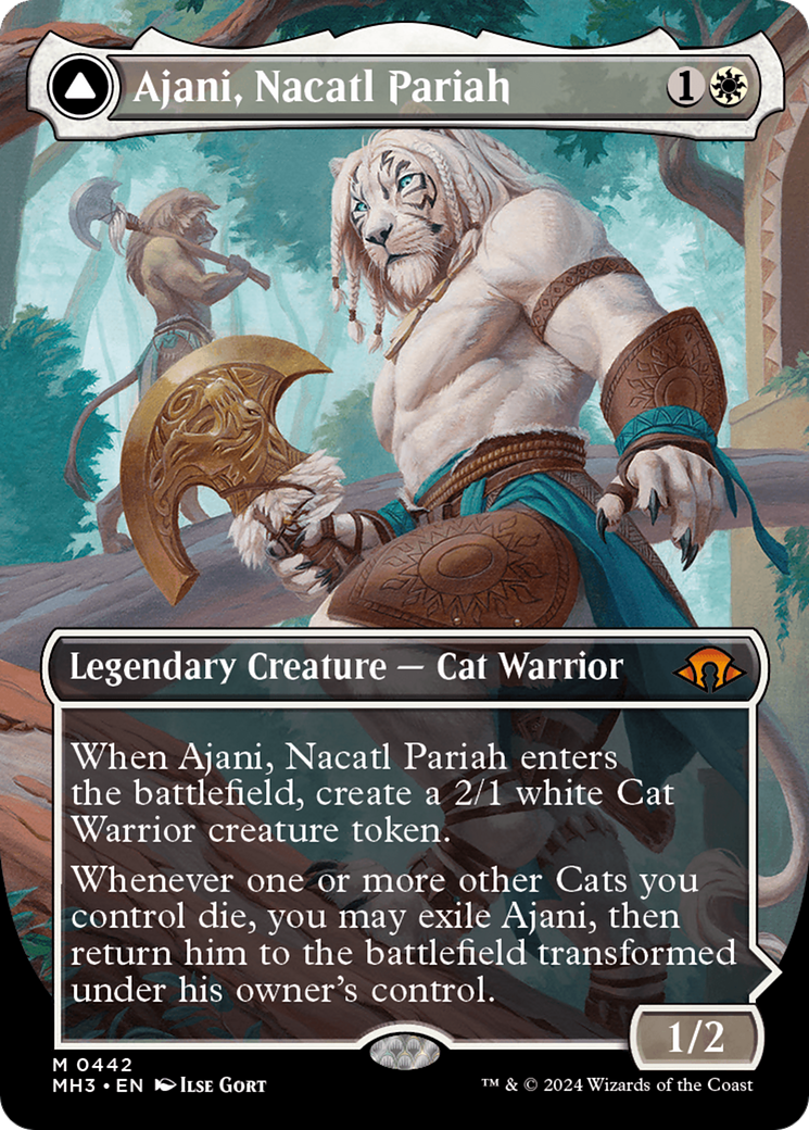 Ajani, Nacatl Pariah // Ajani, Nacatl Avenger (Borderless) [Modern Horizons 3] | Exor Games Bridgewater