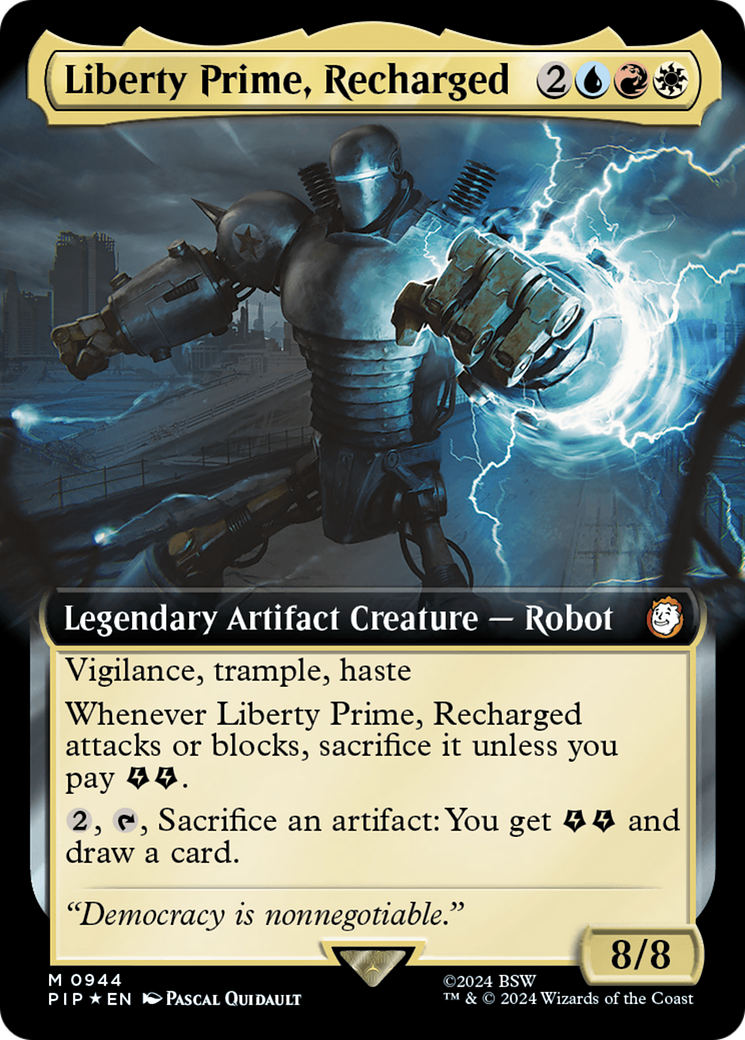 Liberty Prime, Recharged (Extended Art) (Surge Foil) [Fallout] | Exor Games Bridgewater