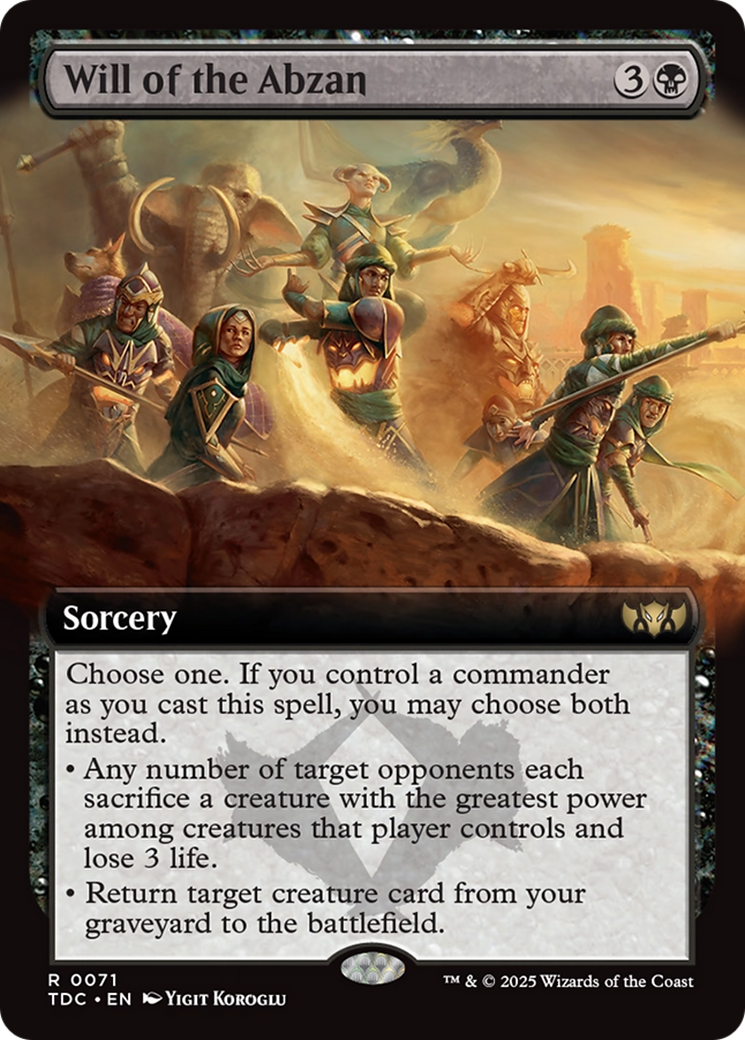 Will of the Abzan (Extended Art) [Tarkir: Dragonstorm Commander] | Exor Games Bridgewater