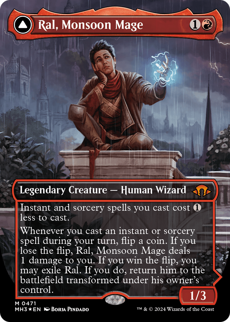 Ral, Monsoon Mage // Ral, Leyline Prodigy (Borderless) (Textured Foil) [Modern Horizons 3] | Exor Games Bridgewater