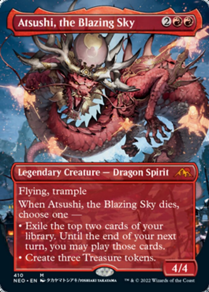 Atsushi, the Blazing Sky (Borderless Alternate Art) [Kamigawa: Neon Dynasty] | Exor Games Bridgewater