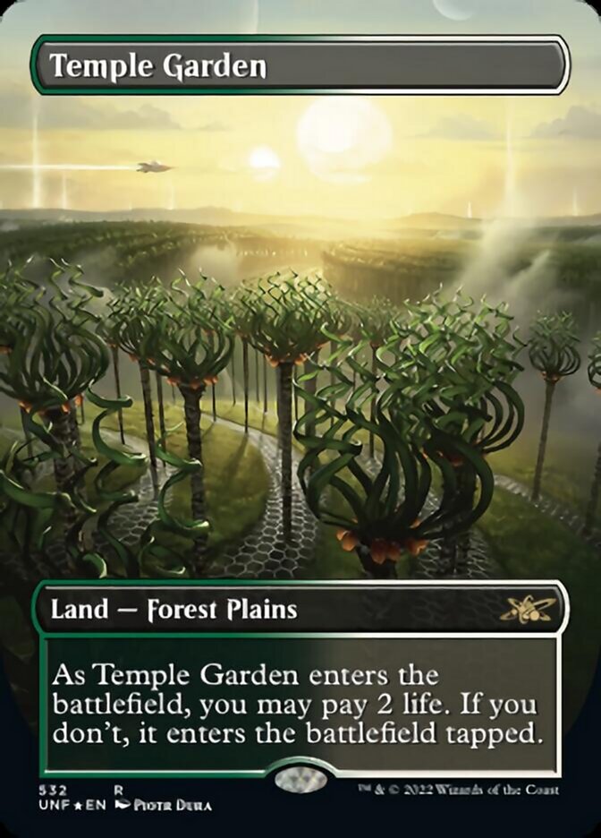 Temple Garden (Borderless) (Galaxy Foil) [Unfinity] | Exor Games Bridgewater