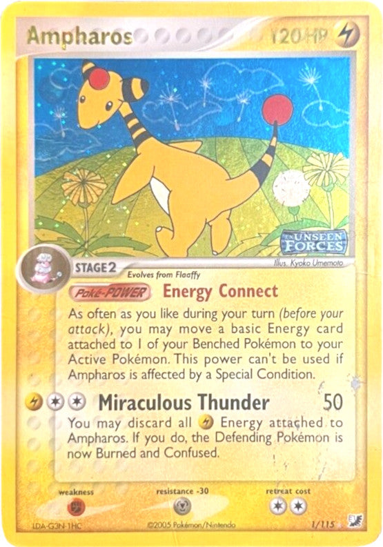 Ampharos (1/115) (Stamped) [EX: Unseen Forces] | Exor Games Bridgewater