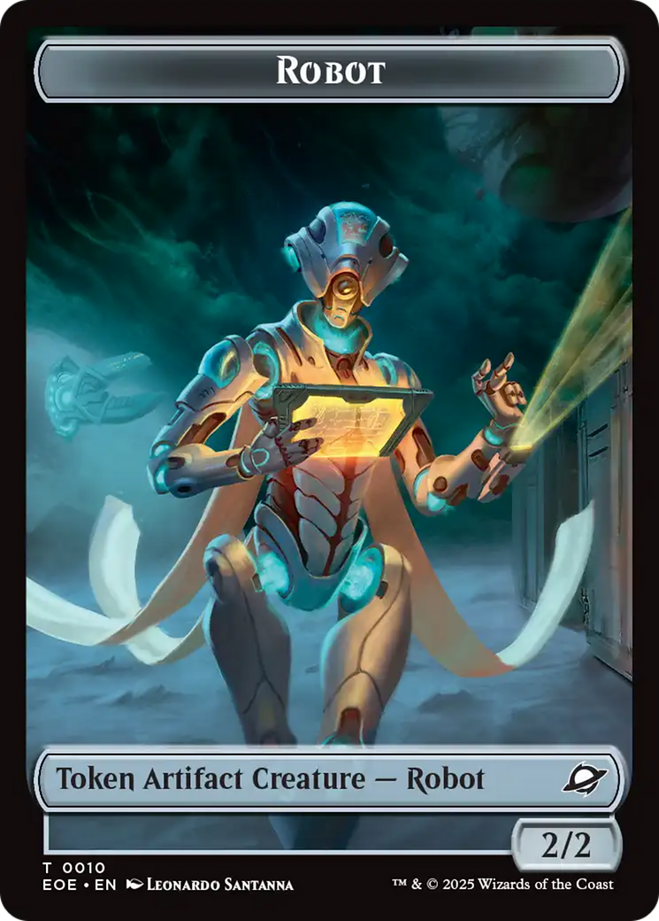Robot // Emblem - Tezzeret, Cruel Captain Double-Sided Token [Edge of Eternities Tokens] | Exor Games Bridgewater
