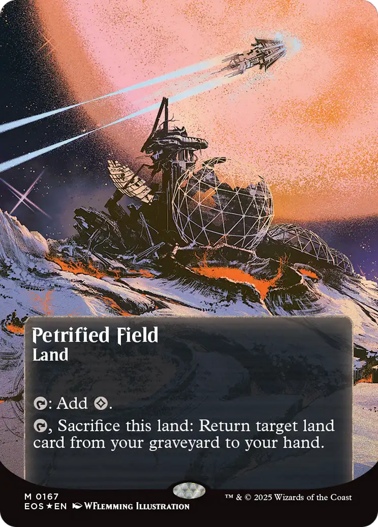 Petrified Field (0167) (Borderless) (Galaxy Foil) [Edge of Eternities: Stellar Sights] | Exor Games Bridgewater