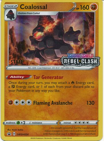 Coalossal (SWSH024) (Staff Prerelease Promo) [Sword & Shield: Black Star Promos] | Exor Games Bridgewater
