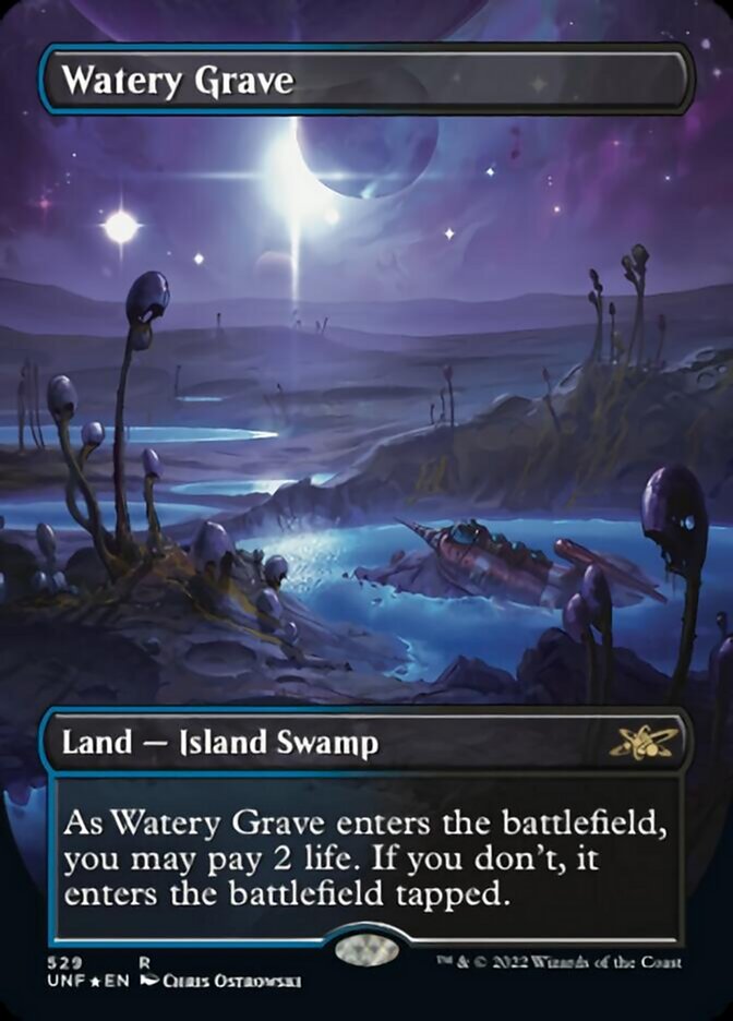 Watery Grave (Borderless) (Galaxy Foil) [Unfinity] | Exor Games Bridgewater