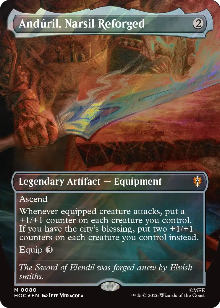 Anduril, Narsil Reforged (Borderless) (Surge Foil) [The Hobbit: Eternal-Legal] | Exor Games Bridgewater
