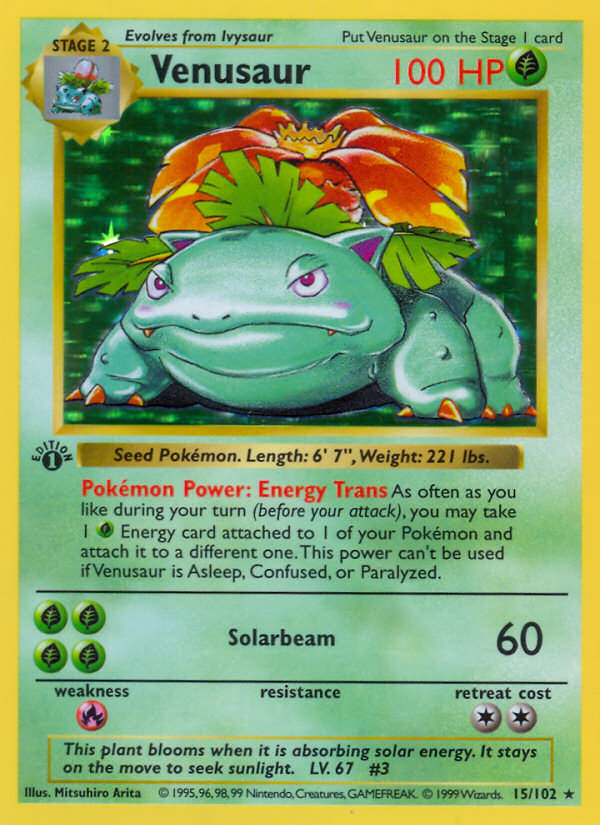 Venusaur (15/102) (Shadowless) [Base Set 1st Edition] | Exor Games Bridgewater