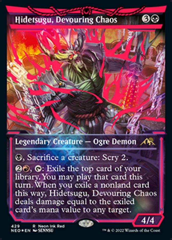 Hidetsugu, Devouring Chaos (Neon Ink Red) [Kamigawa: Neon Dynasty] | Exor Games Bridgewater