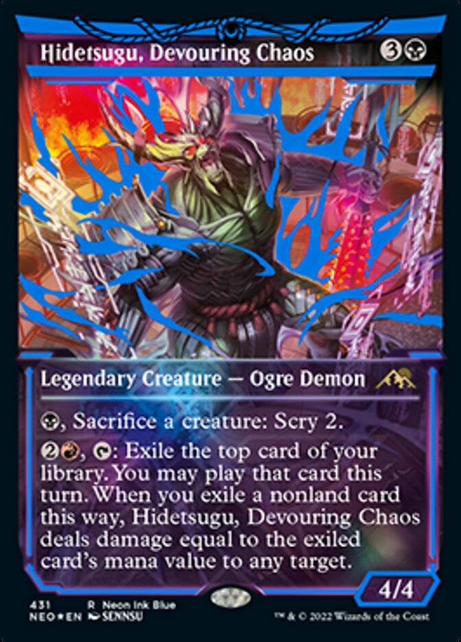 Hidetsugu, Devouring Chaos (Neon Ink Blue) [Kamigawa: Neon Dynasty] | Exor Games Bridgewater