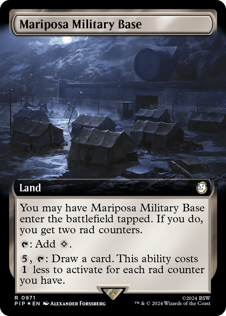 Mariposa Military Base (Extended Art) (Surge Foil) [Fallout] | Exor Games Bridgewater