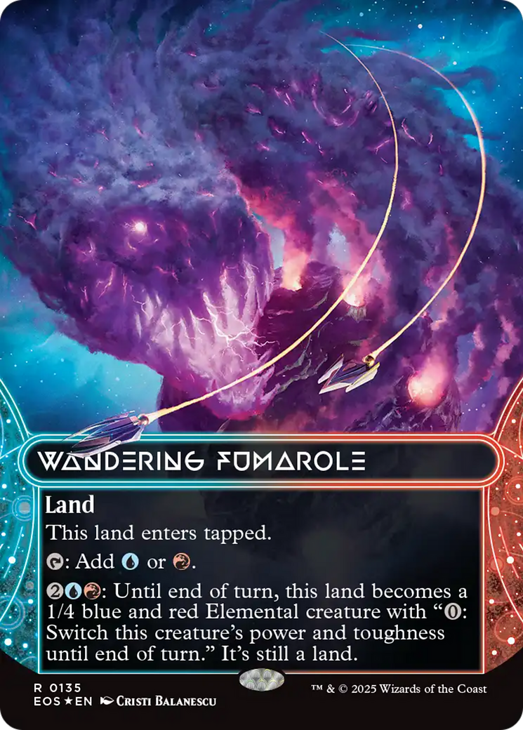 Wandering Fumarole (0135) (Borderless) (Galaxy Foil) [Edge of Eternities: Stellar Sights] | Exor Games Bridgewater