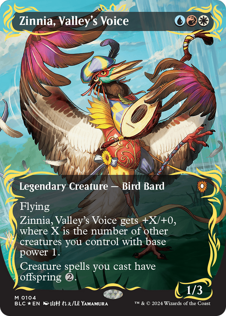 Zinnia, Valley's Voice (Borderless) (Raised Foil) [Bloomburrow Commander] | Exor Games Bridgewater