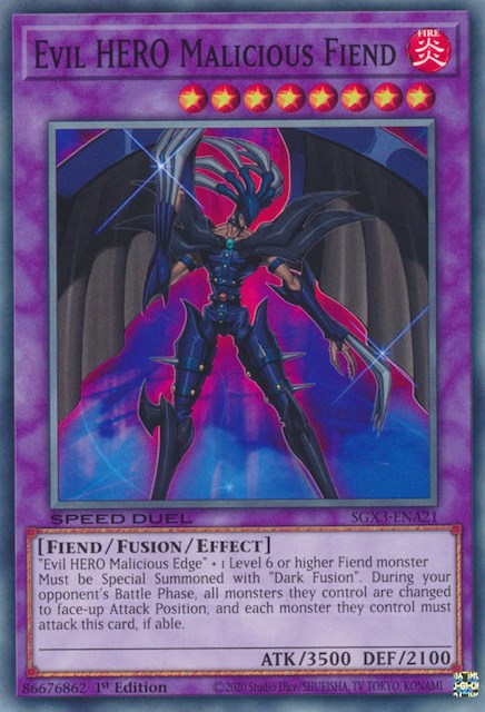 Evil HERO Malicious Fiend [SGX3-ENA21] Common | Exor Games Bridgewater