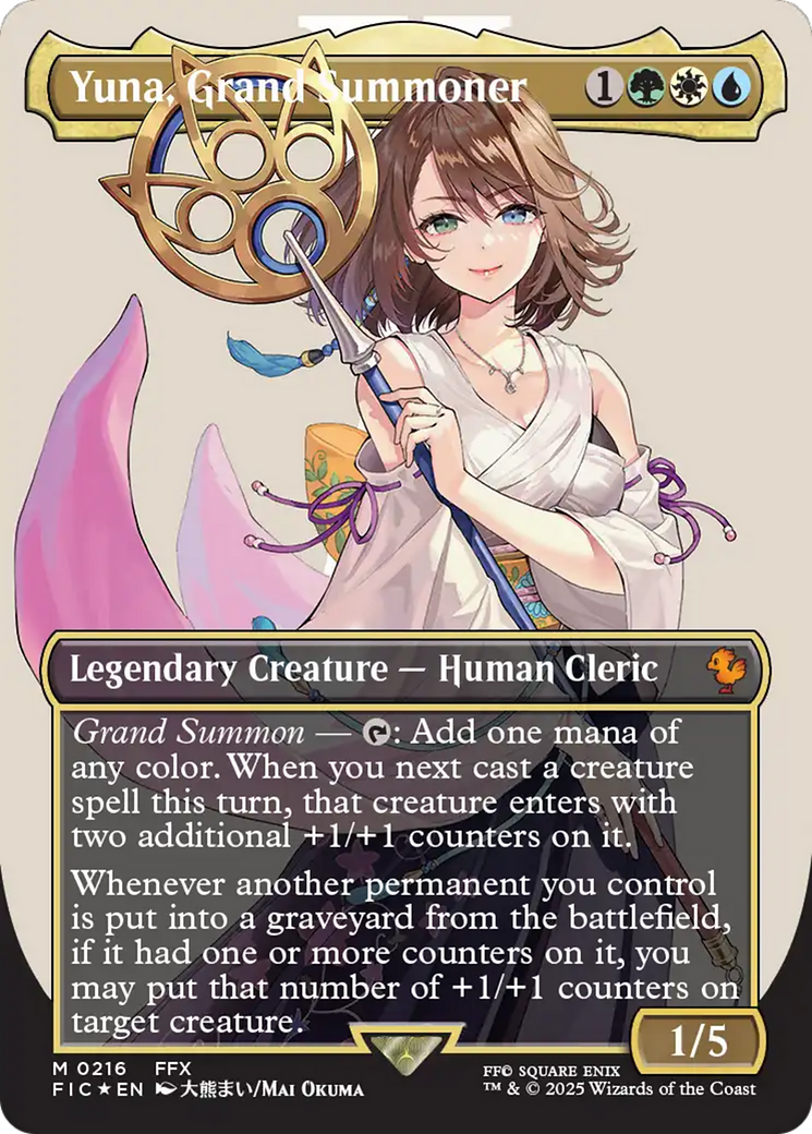 Yuna, Grand Summoner (Borderless) (Surge Foil) [FINAL FANTASY Commander] | Exor Games Bridgewater