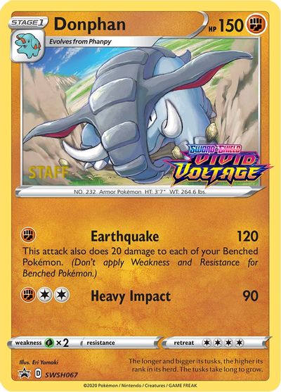 Donphan (SWSH067) (Staff Prerelease Promo) [Sword & Shield: Black Star Promos] | Exor Games Bridgewater