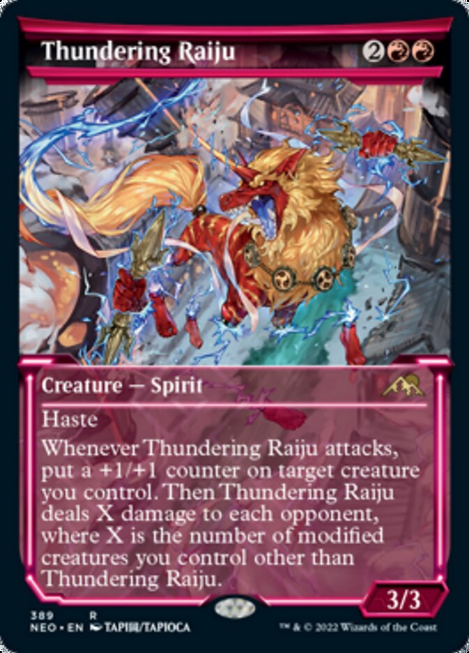 Thundering Raiju (Showcase Soft Glow) [Kamigawa: Neon Dynasty] | Exor Games Bridgewater