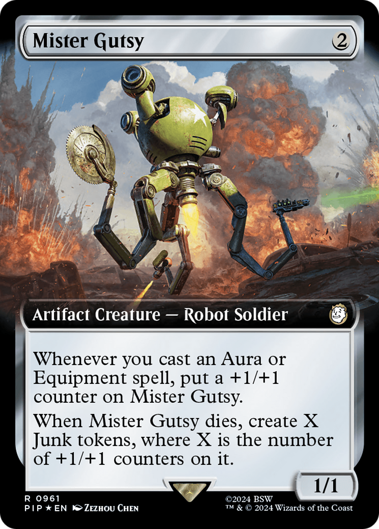 Mister Gutsy (Extended Art) (Surge Foil) [Fallout] | Exor Games Bridgewater