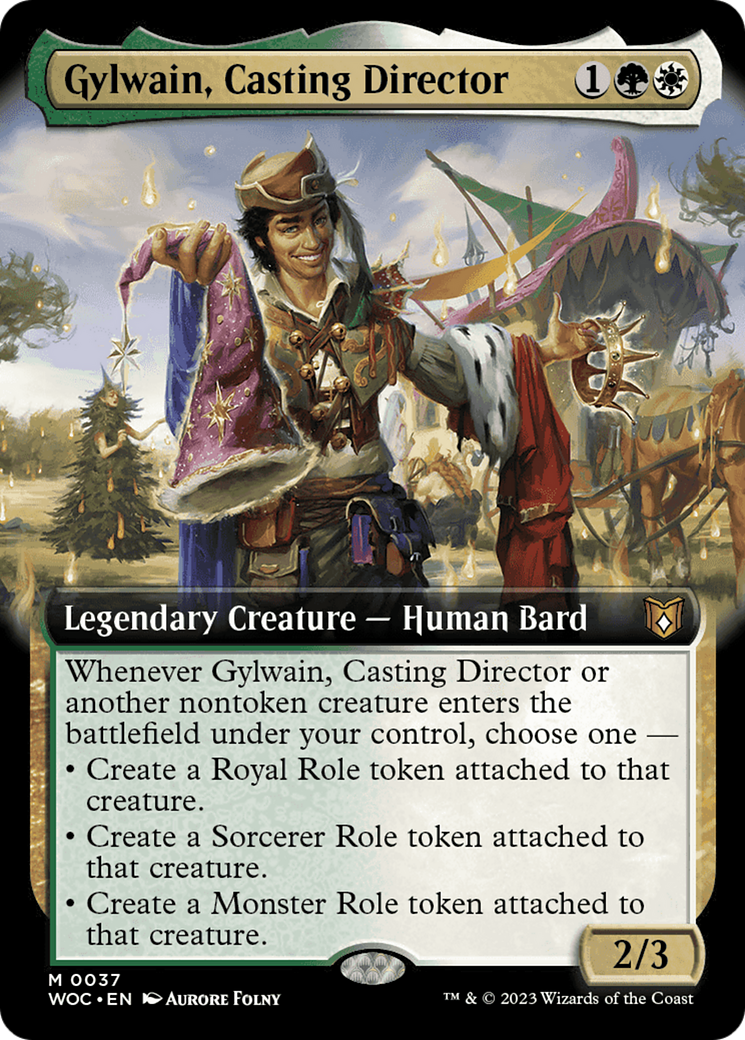 Gylwain, Casting Director (Extended Art) [Wilds of Eldraine Commander] | Exor Games Bridgewater