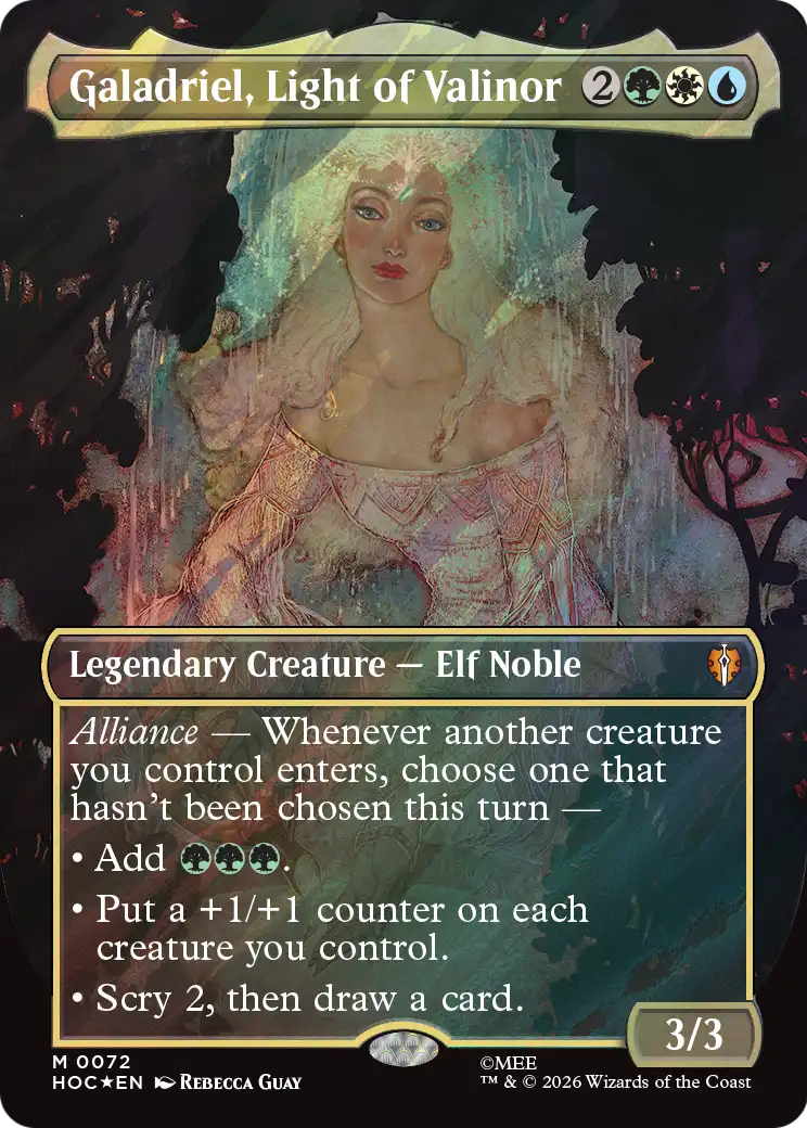 Galadriel, Light of Valinor (Borderless) (Surge Foil) [The Hobbit: Eternal-Legal] | Exor Games Bridgewater