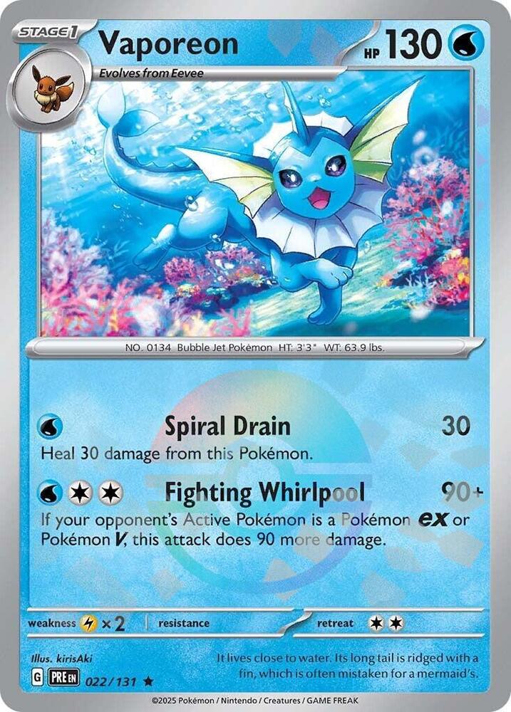 Vaporeon (022/131) (Poke Ball Pattern) [Scarlet & Violet: Prismatic Evolutions] | Exor Games Bridgewater