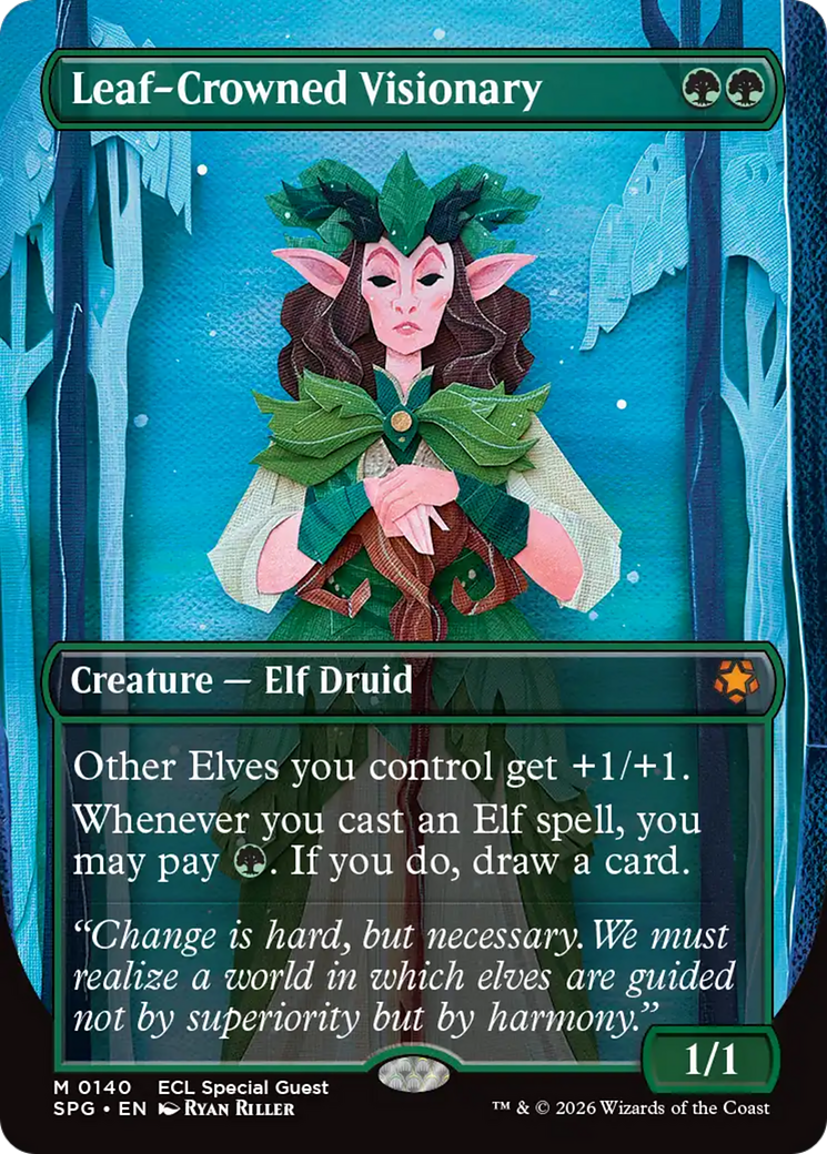 Leaf-Crowned Visionary (Borderless) [Lorwyn Eclipsed Special Guests] | Exor Games Bridgewater
