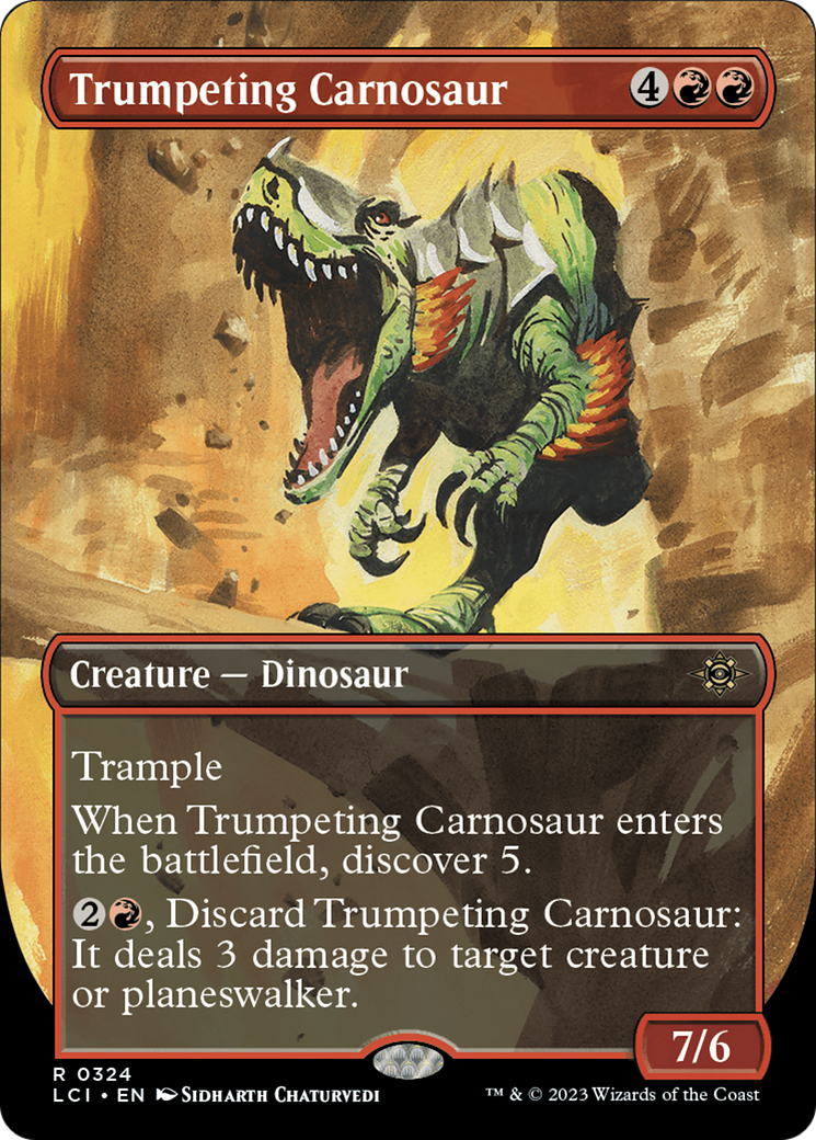 Trumpeting Carnosaur (Borderless) [The Lost Caverns of Ixalan] | Exor Games Bridgewater