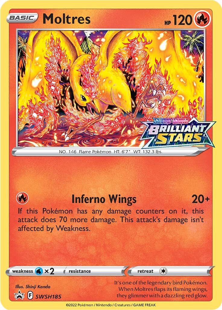 Moltres (SWSH185) (Prerelease Promo) [Sword & Shield: Black Star Promos] | Exor Games Bridgewater