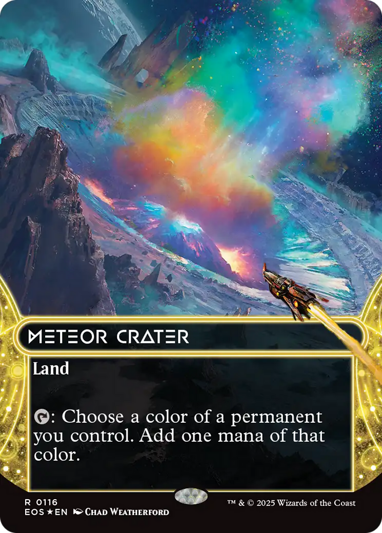 Meteor Crater (0116) (Borderless) (Galaxy Foil) [Edge of Eternities: Stellar Sights] | Exor Games Bridgewater