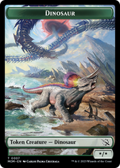 Warrior // Dinosaur Double-Sided Token [March of the Machine Tokens] | Exor Games Bridgewater